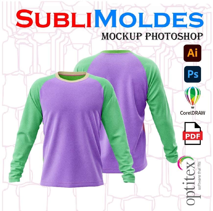 Mocup Raglan MOCKUP Camiseta Raglan Cuello Redondo | Sublimoldes Moldes Digitales