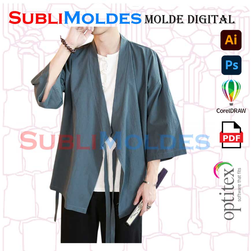 Sewing Pattern Kimono ∞ haori Japones # 2 | Sublimoldes Digital Sewing ...